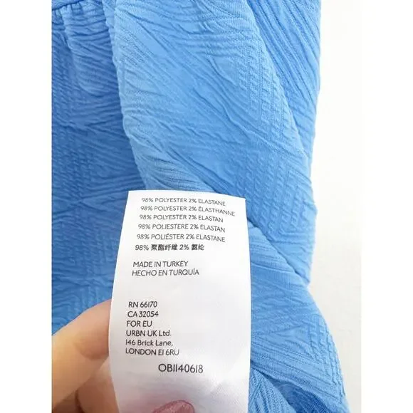 Free People Violet Mini Dress Size Large Sky Blue Puff Sleeve Babydoll Coquette - Picture 6 of 14